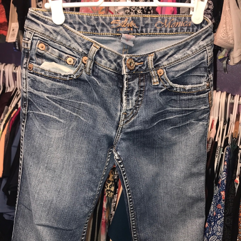 RARE Vintage Silver Monica Jeans Sexy fit 25 / 33 blue like Mint shape skinny
